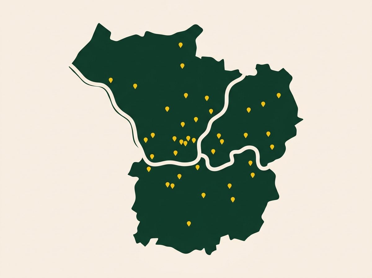 Stylised map of Bristol and the surrounding area