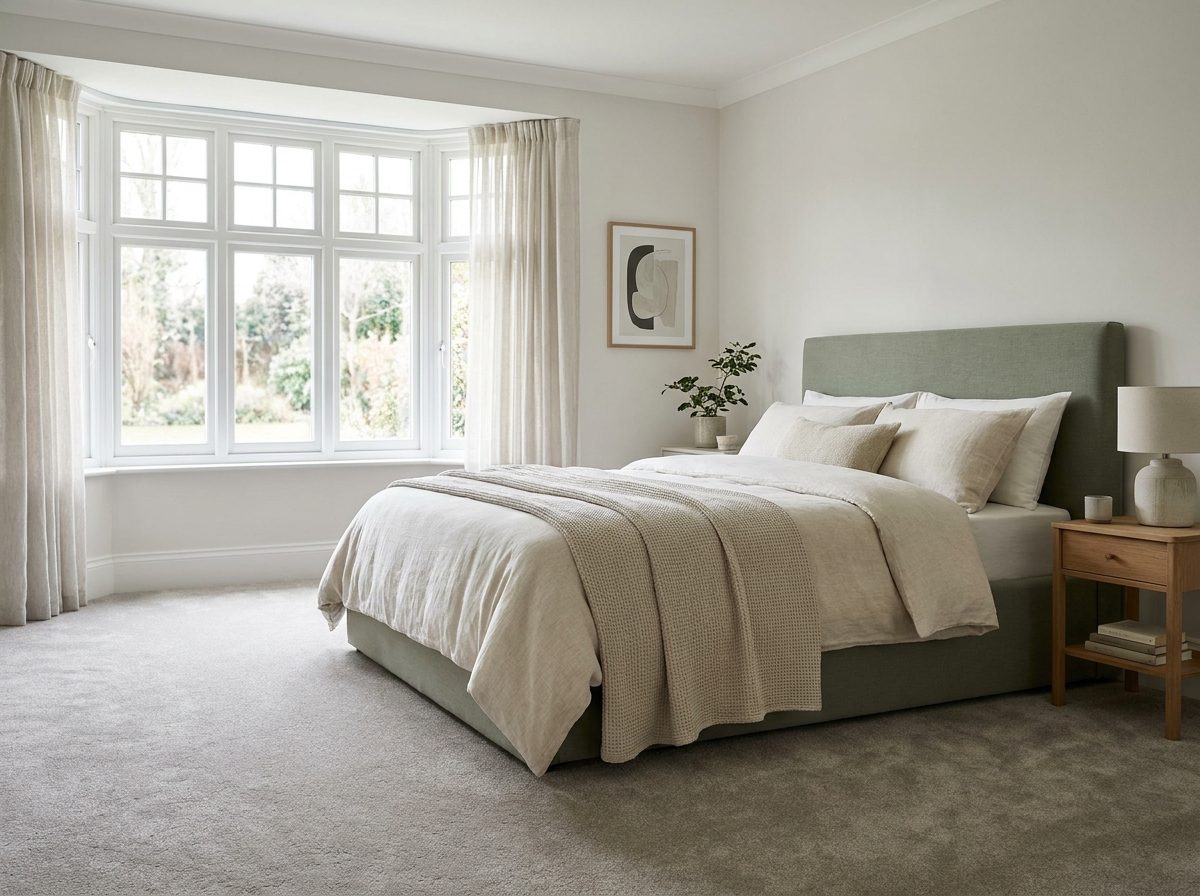 Bedroom with freshly fitted carpet